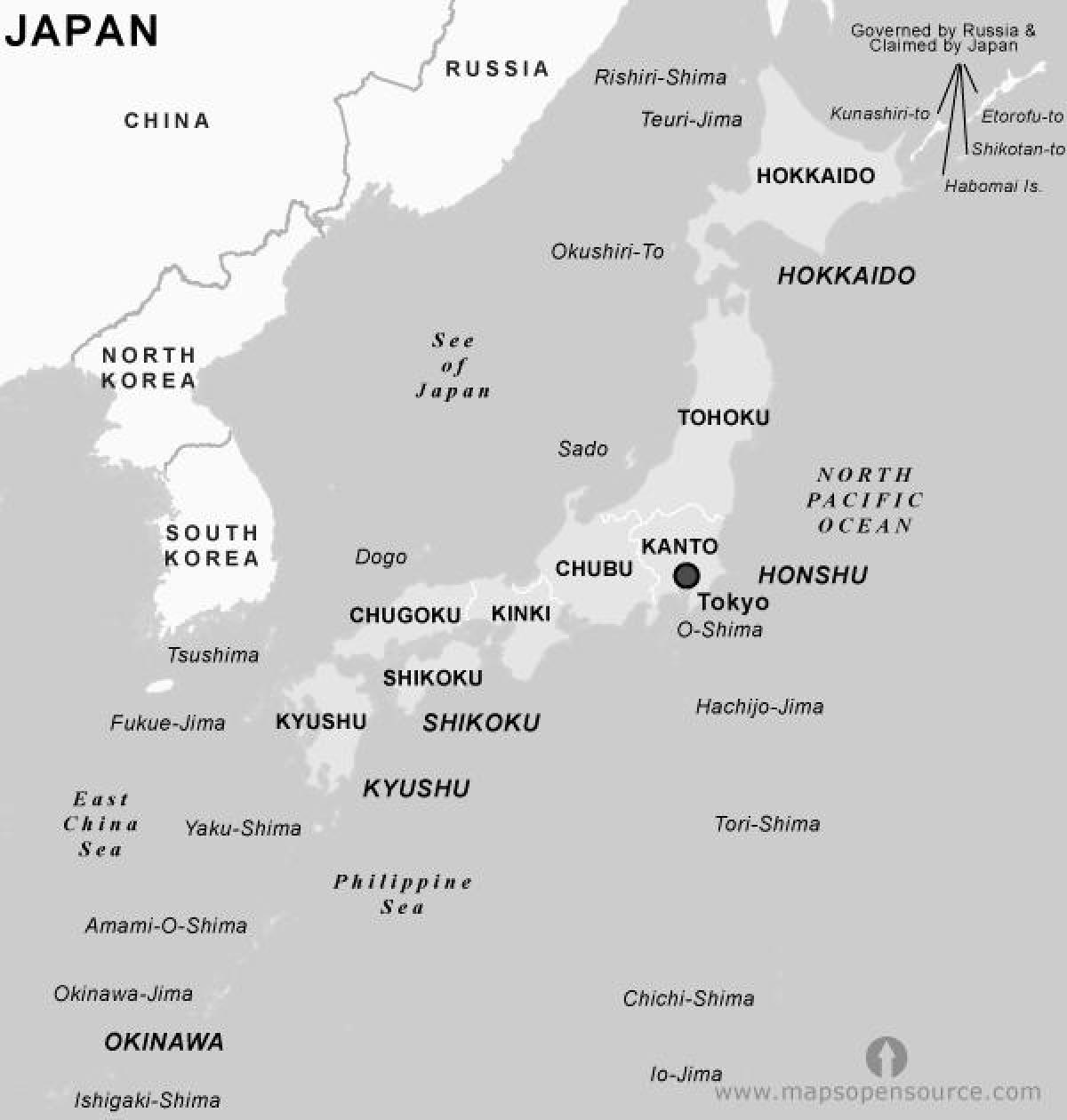 日本地図の黒と白 黒 白地図 日本国の東アジア アジア