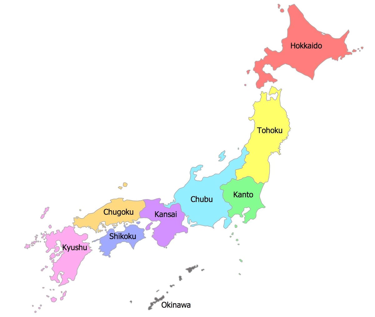 日本地図の地域