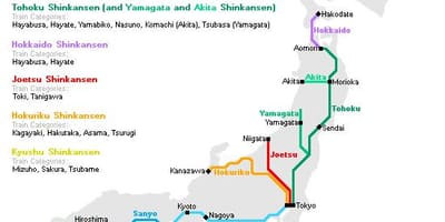 新幹線で日本地図